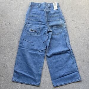 Vintage Lee Pipes Jeans Boys Size M 27x25 Wide Leg Pockets Baggy Skater Y2K